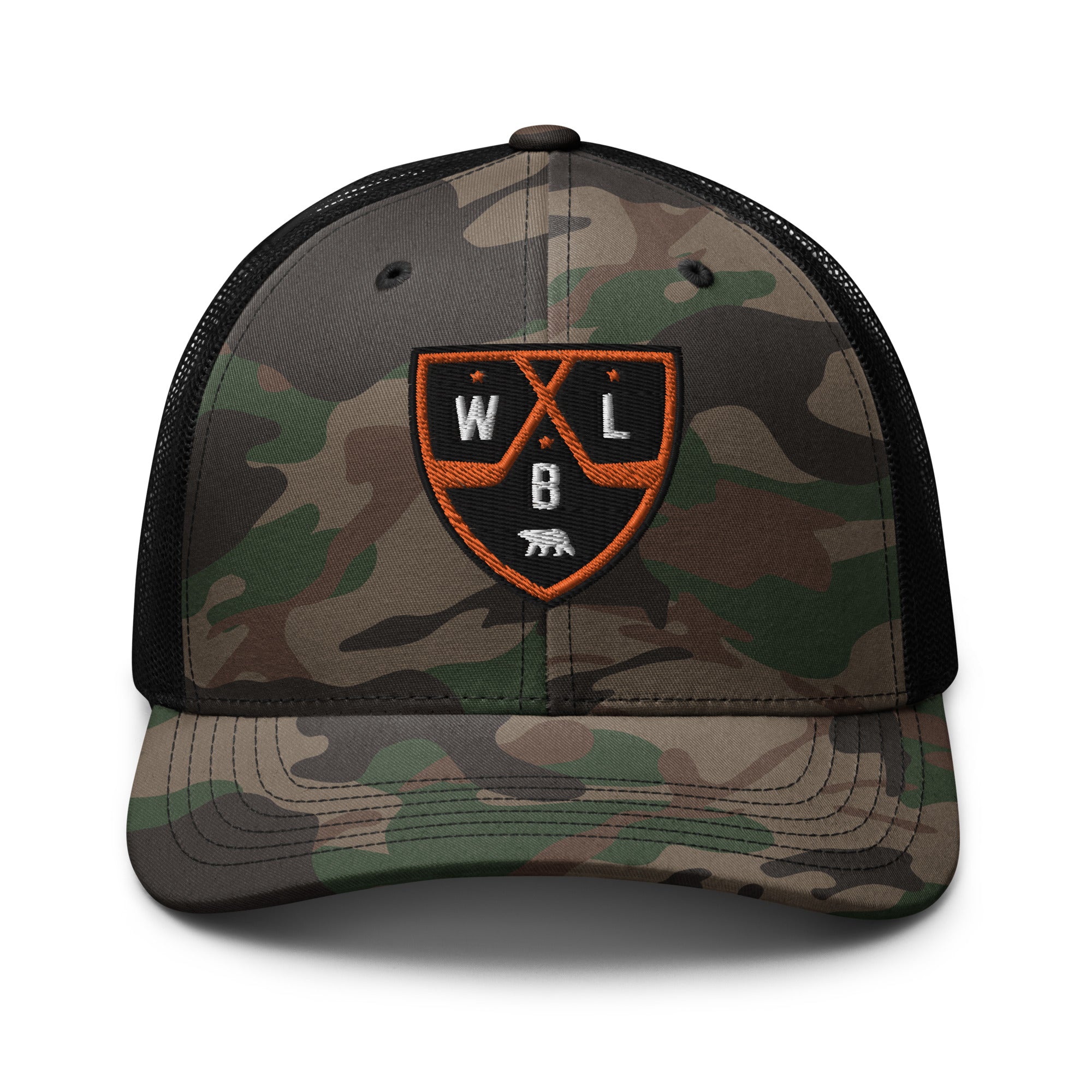 White Bear Lake Hockey Shield Camouflage Trucker Hat