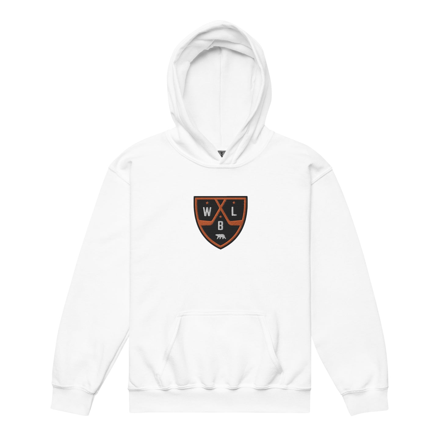 White Bear Lake Hockey Shield Youth Embroidered Heavy Blend Hoodie