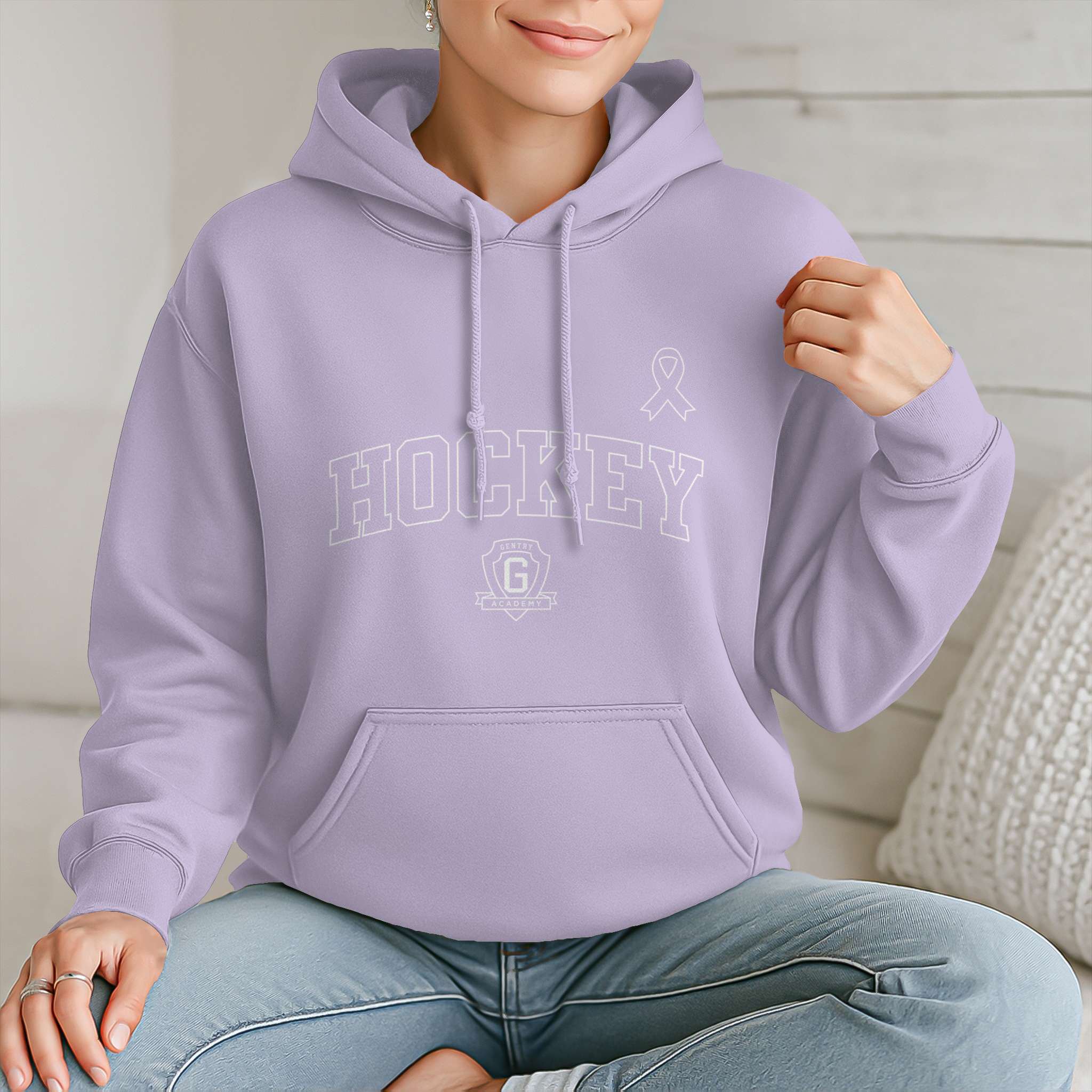 Gentry Academy Hockey Cancer Night pullover hoodie