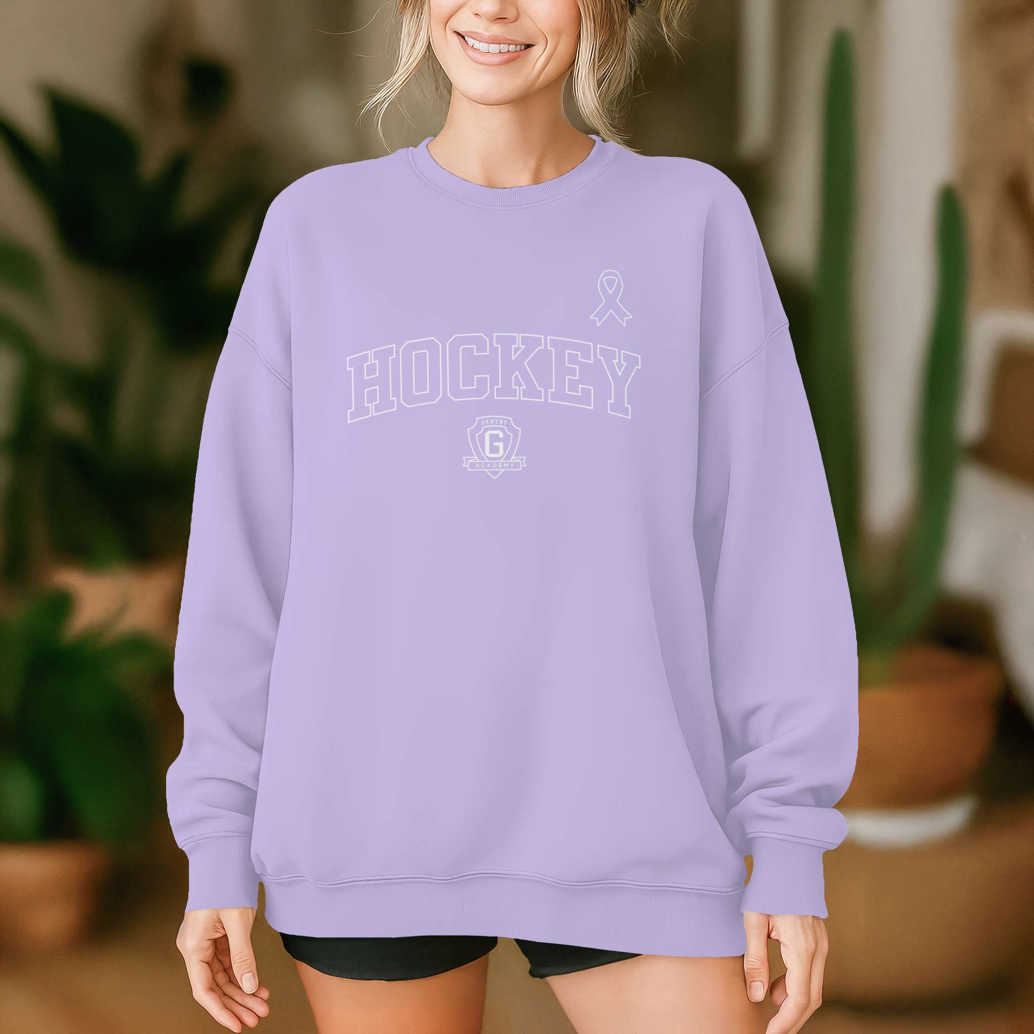 Gentry Academy Hockey Cancer Night Mid-Weight Sweatshirt