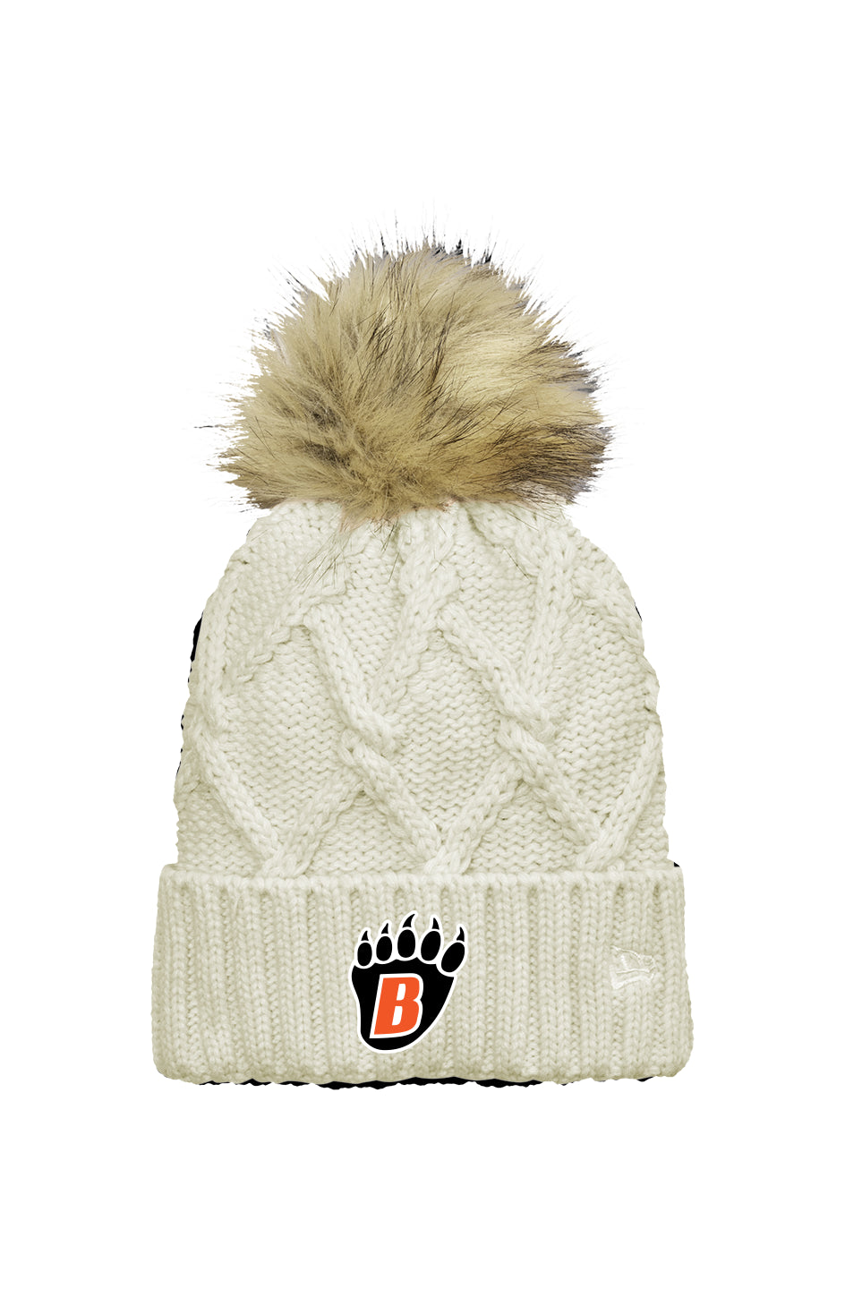 White Bear Lake Bear Paw New Era Faux Fur Pom Beanie