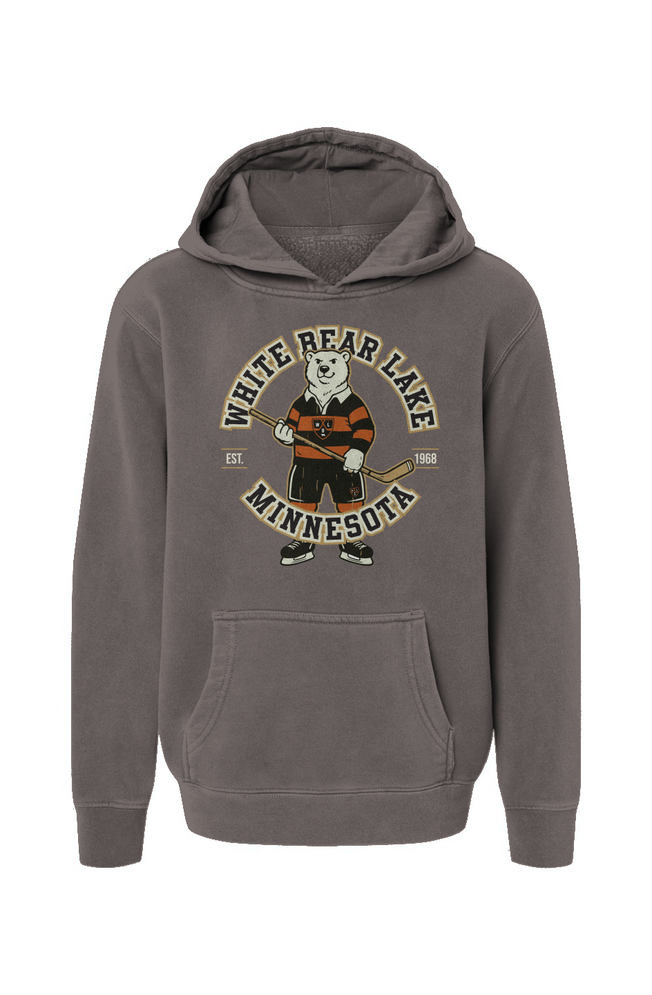 White Bear Lake Hockey Polar Bear Youth Pigment Dyed Hoodie