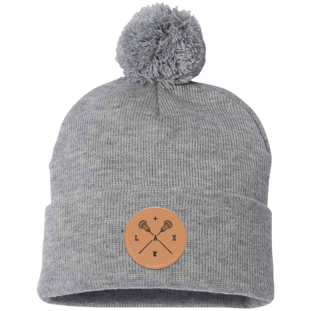 Lacrosse Pom Pom Knit Patch Beanie