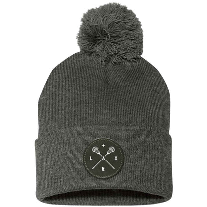 Lacrosse Pom Pom Knit Patch Beanie