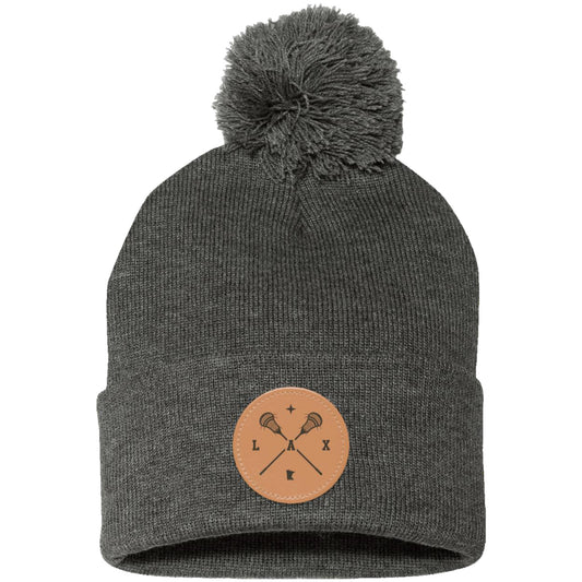 Lacrosse Pom Pom Knit Patch Beanie