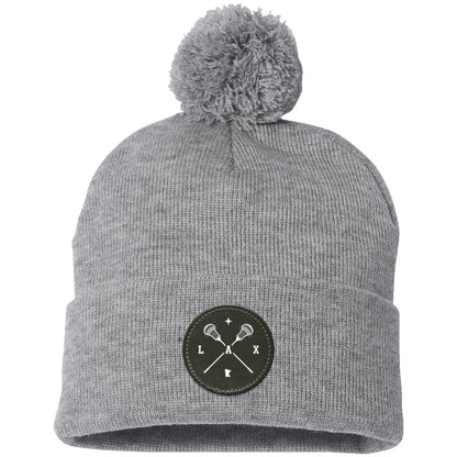 Lacrosse Pom Pom Knit Patch Beanie