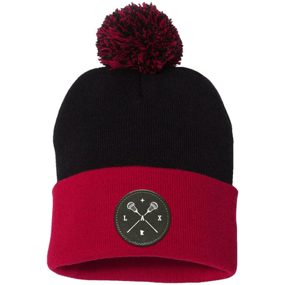 Lacrosse Pom Pom Knit Patch Beanie