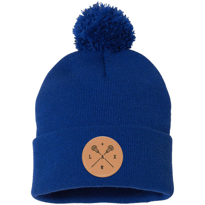 Lacrosse Pom Pom Knit Patch Beanie