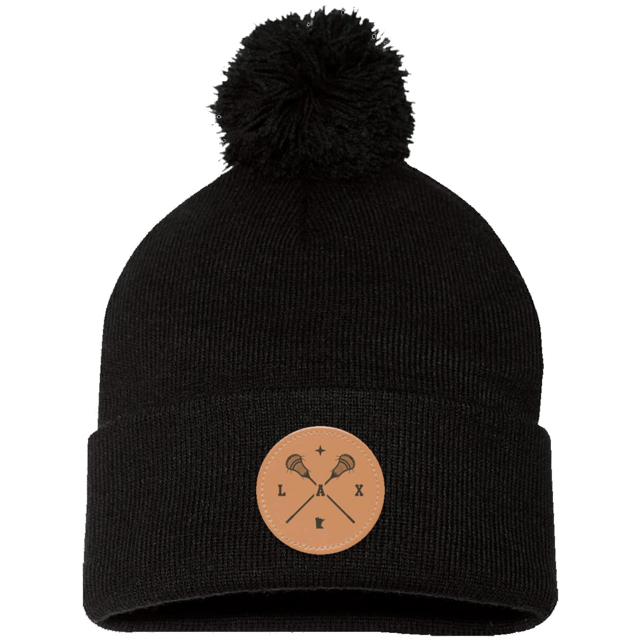 Lacrosse Pom Pom Knit Patch Beanie