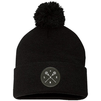 Lacrosse Pom Pom Knit Patch Beanie