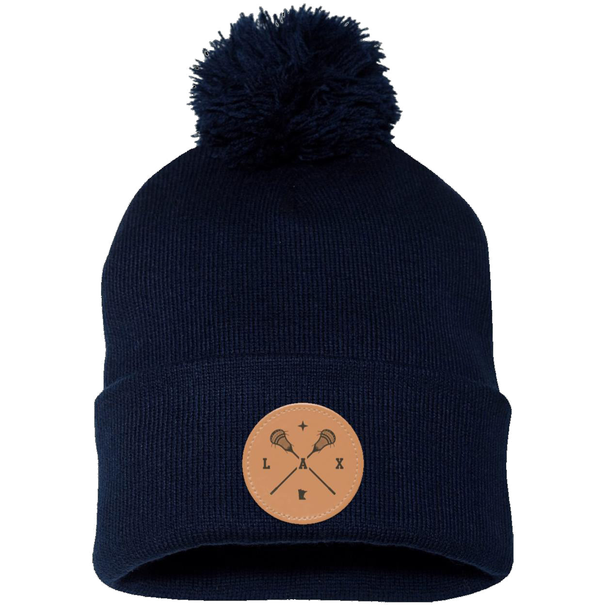 Lacrosse Pom Pom Knit Patch Beanie