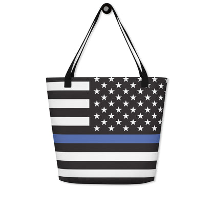 Thin Blue Line USA Flag Large Tote Bag