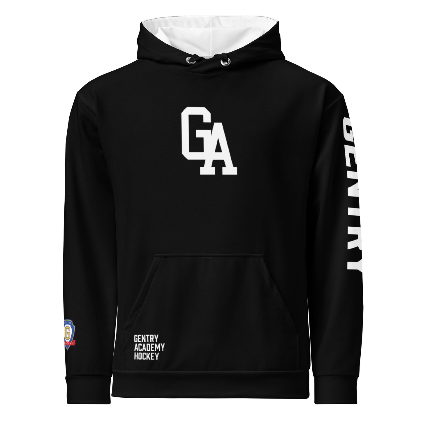 Gentry Academy Hockey Black Asymmetrical Unisex Hoodie