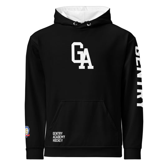 Gentry Academy Hockey Black Asymmetrical Unisex Hoodie