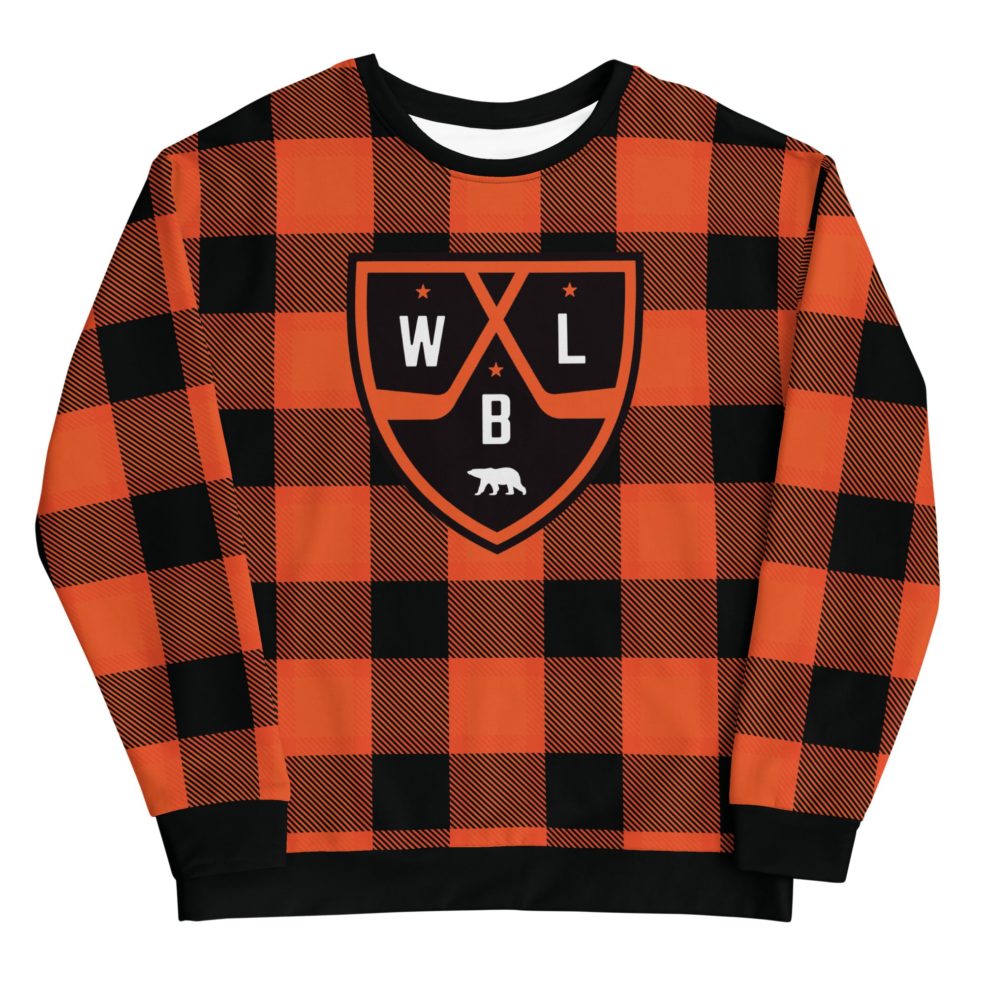 White Bear Lake Hockey Shield Flannel Print Custom Crew Neck Sweatshirt