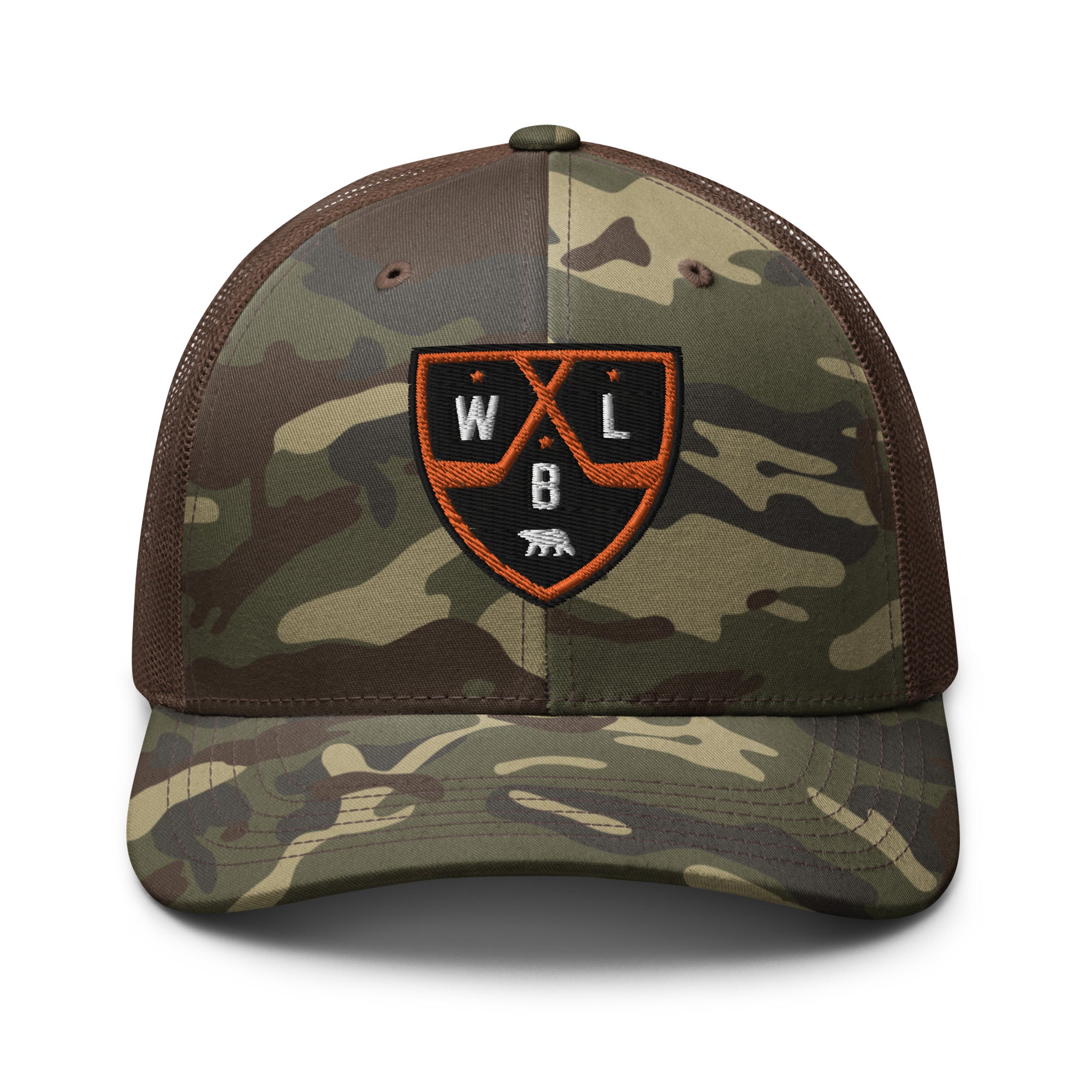 White Bear Lake Hockey Shield Camouflage Trucker Hat