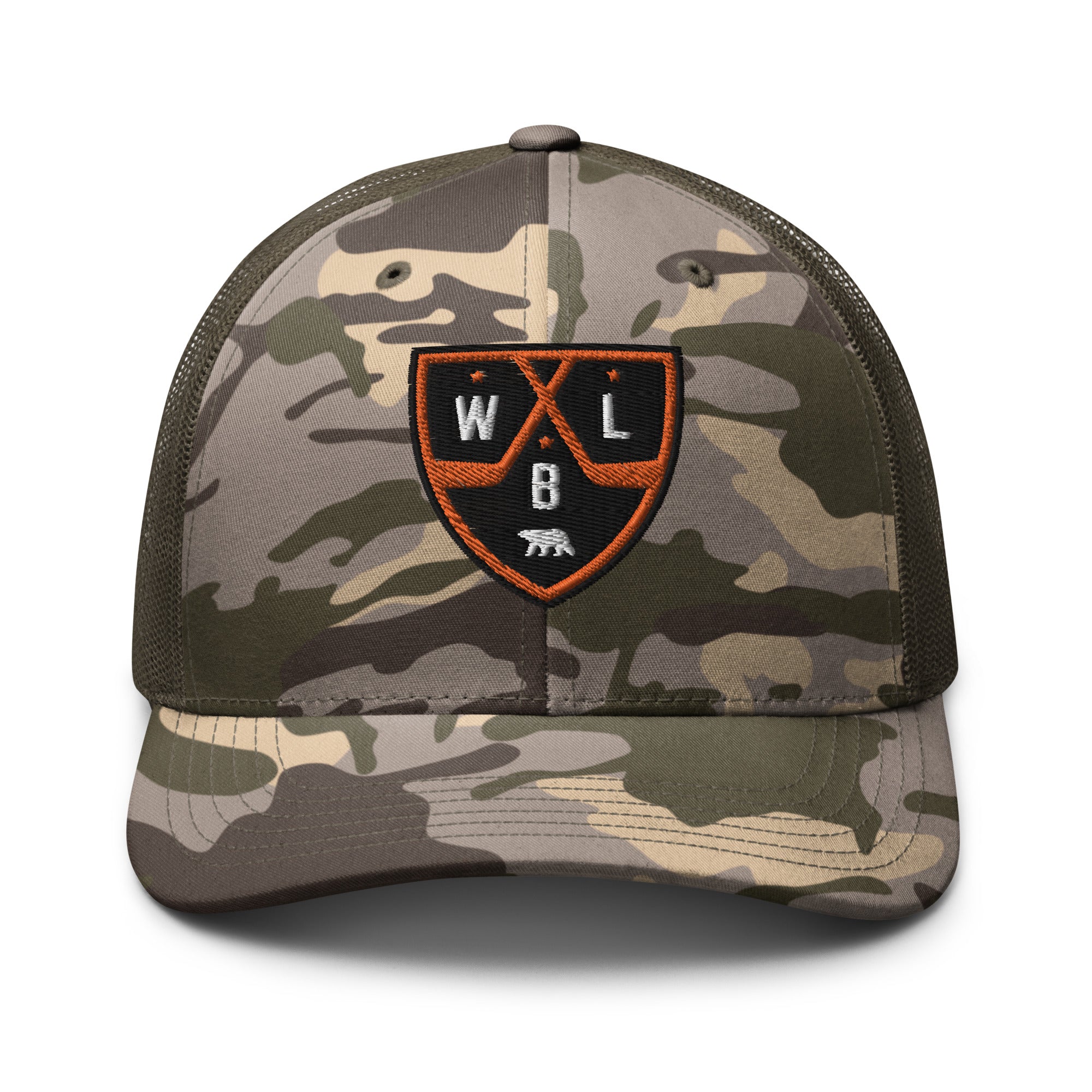 White Bear Lake Hockey Shield Camouflage Trucker Hat