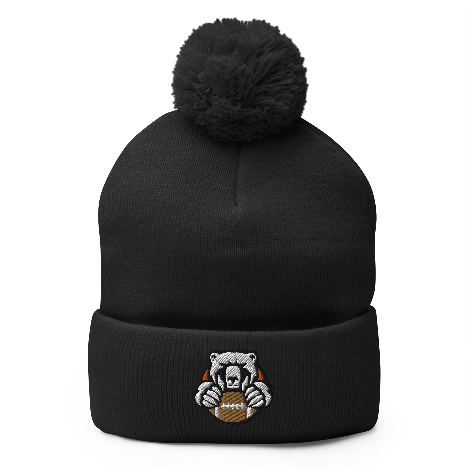 White Bear Lake Football Angry Bear Pom-Pom Beanie