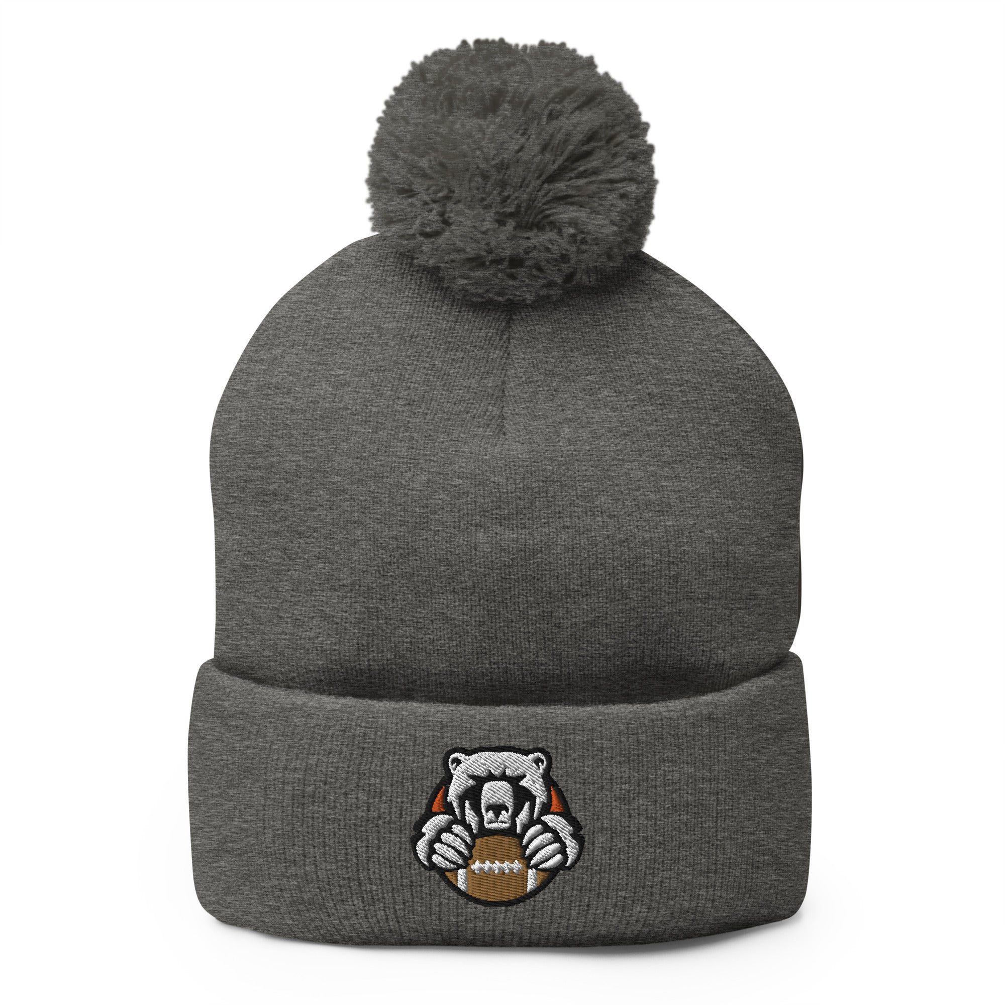 White Bear Lake Football Angry Bear Pom-Pom Beanie