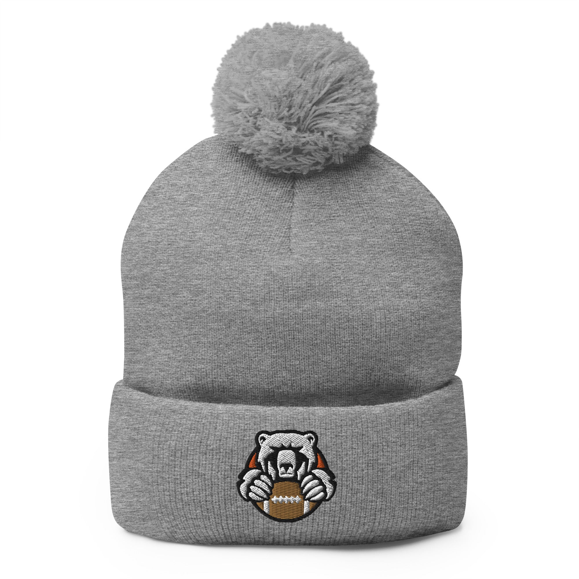 White Bear Lake Football Angry Bear Pom-Pom Beanie