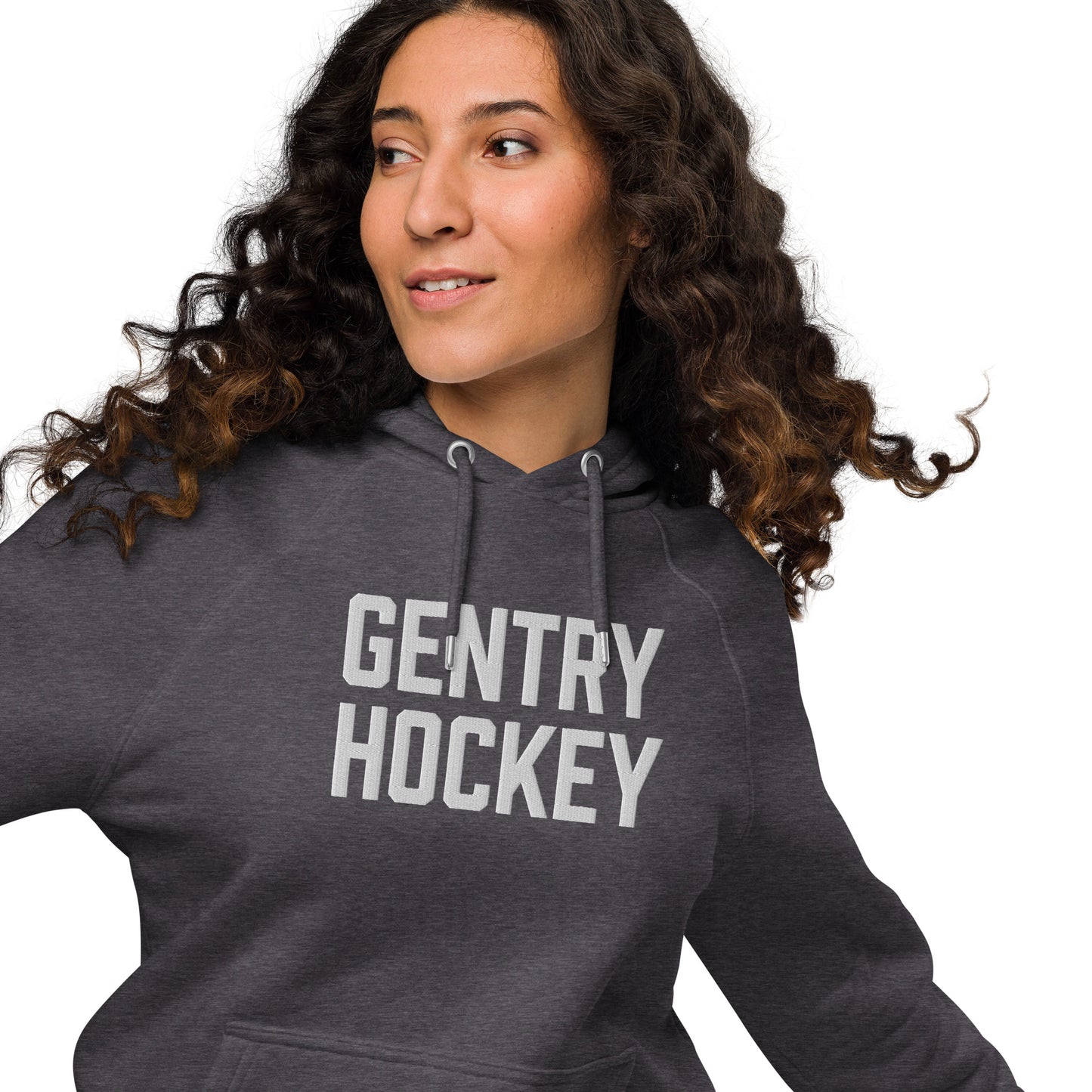 Gentry Academy Hockey Stacked Embroidered Unisex Eco Raglan Hoodie