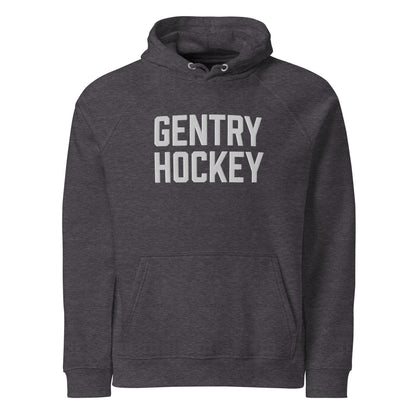 Gentry Academy Hockey Stacked Embroidered Unisex Eco Raglan Hoodie