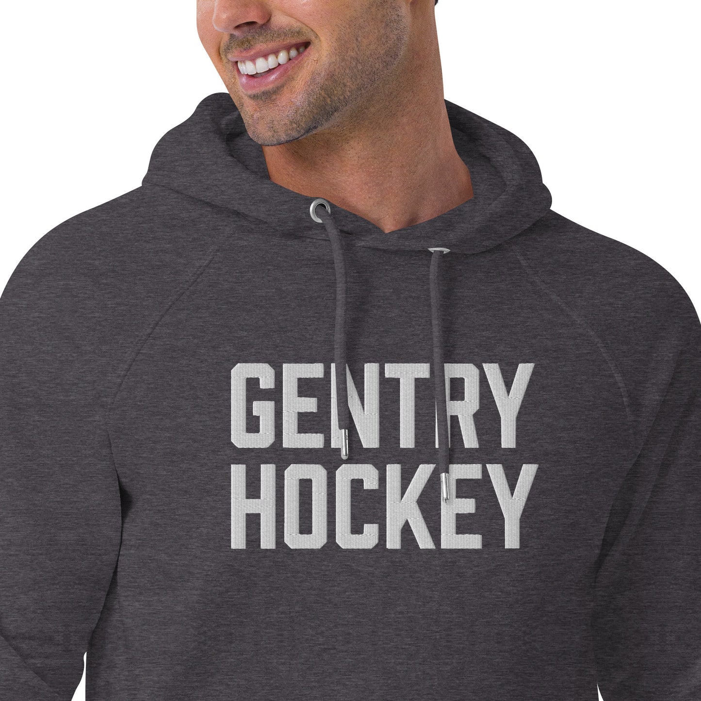 Gentry Academy Hockey Stacked Embroidered Unisex Eco Raglan Hoodie