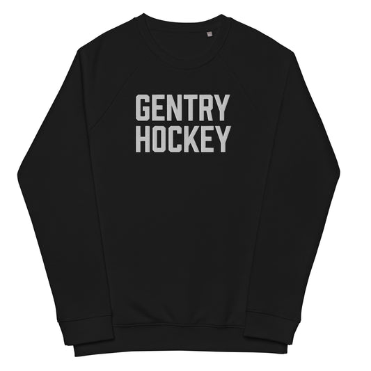 Gentry Academy Hockey Stacked Embroidered Unisex Eco Raglan Sweatshirt