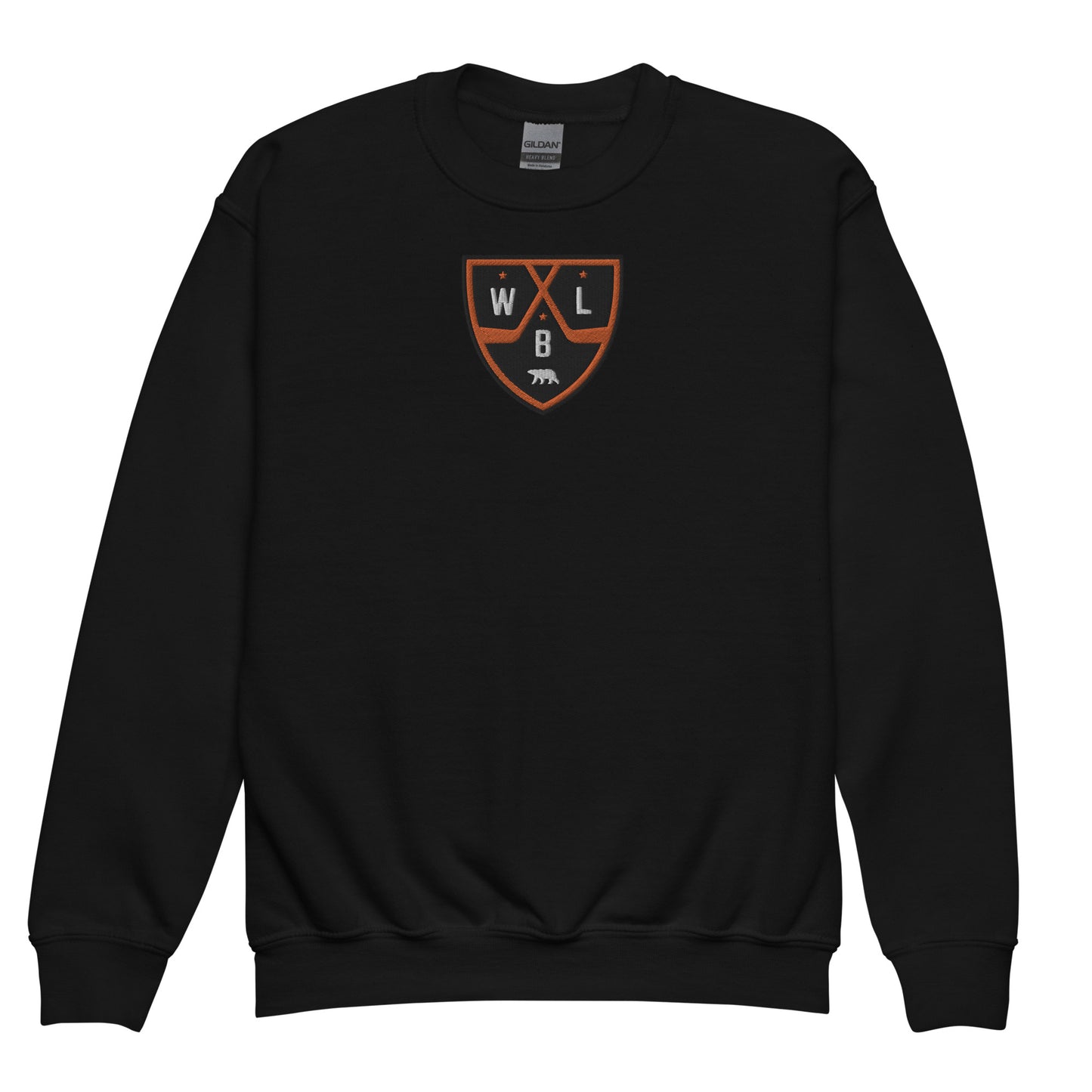 White Bear Lake Hockey Shield Embroidered Youth Crewneck Sweatshirt