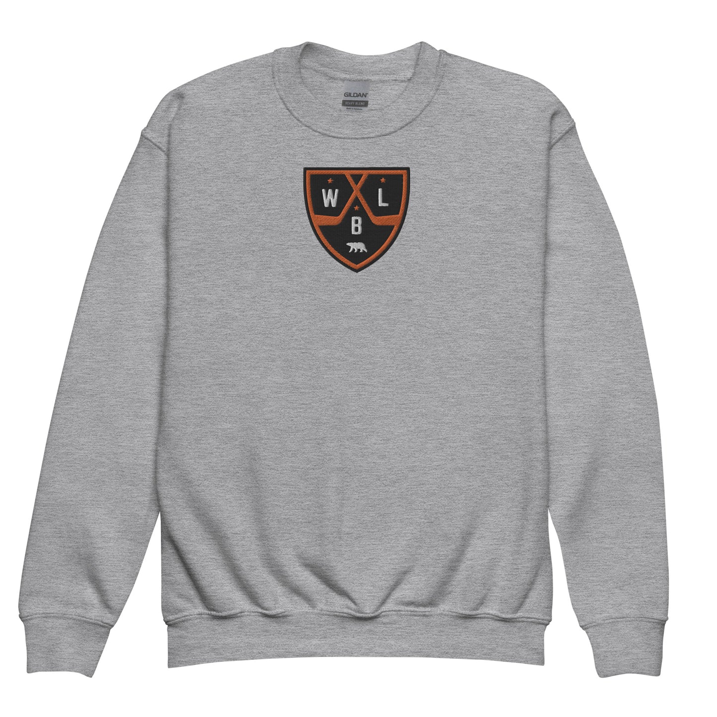 White Bear Lake Hockey Shield Embroidered Youth Crewneck Sweatshirt