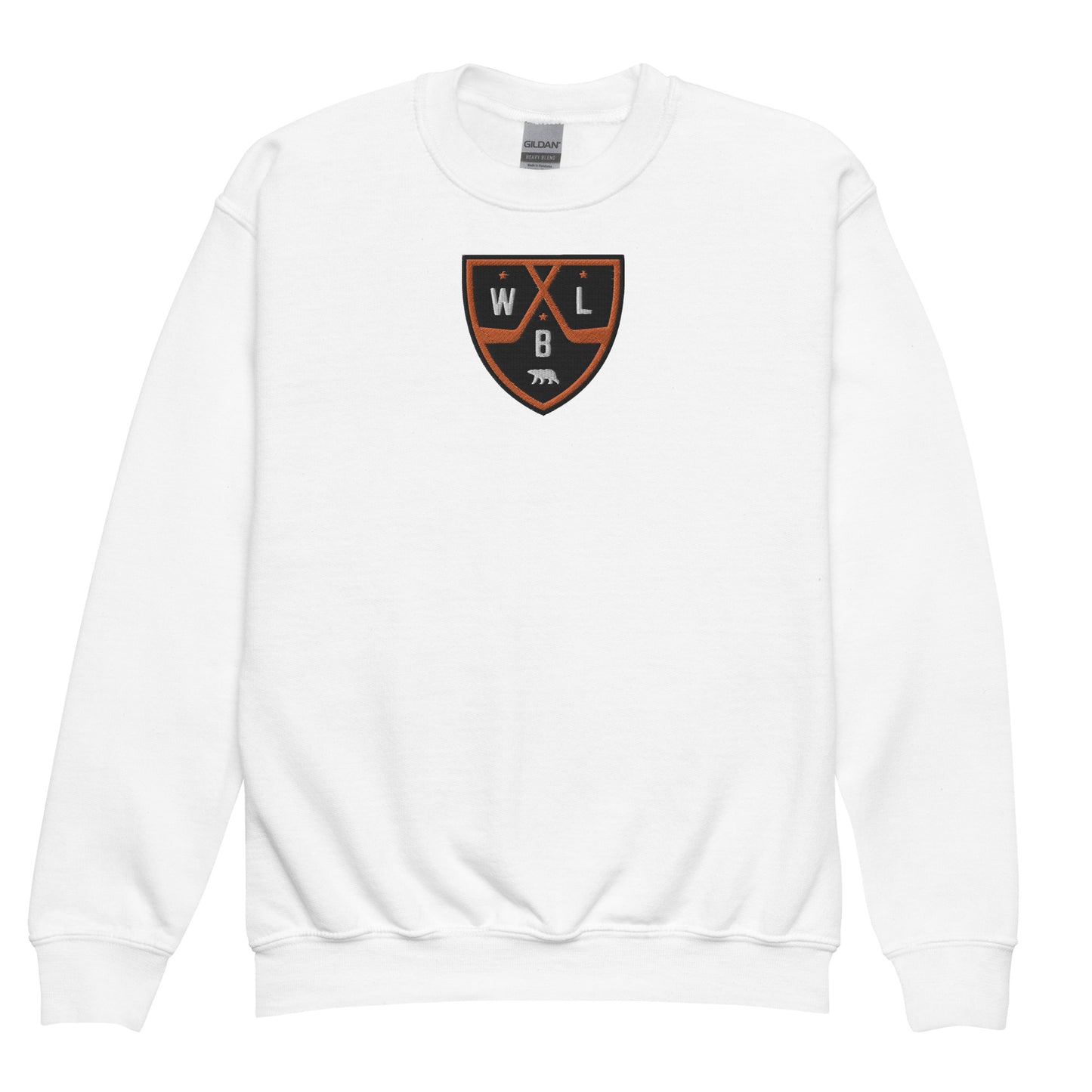 White Bear Lake Hockey Shield Embroidered Youth Crewneck Sweatshirt